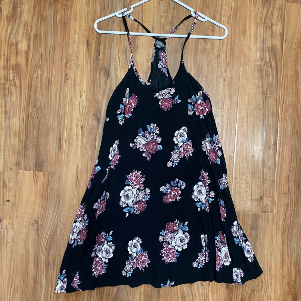 American Eagle Black and Pink Floral Mini Dress